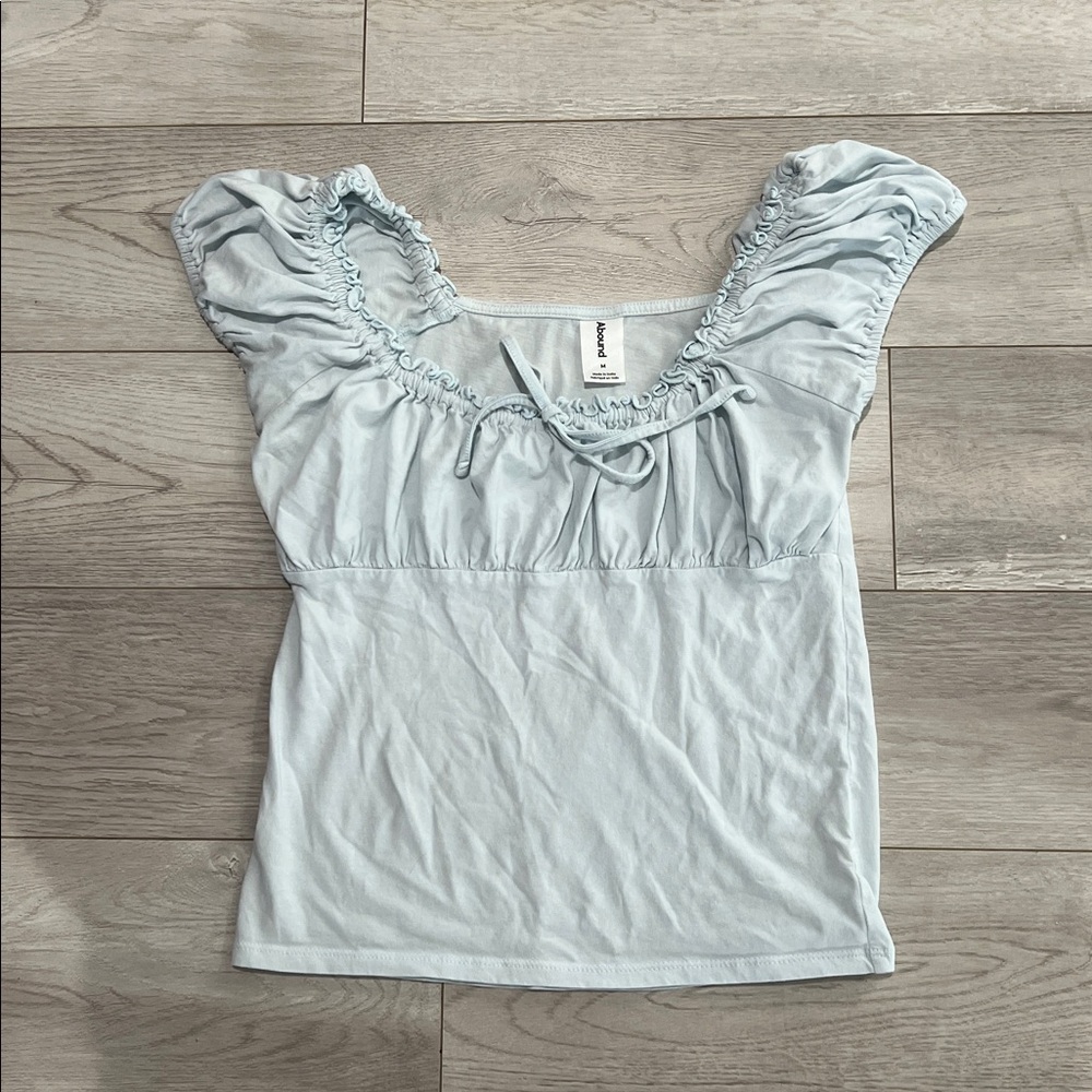Abound Sky Blue Ruched Blouse! Super cute and stylish! Worn only once!